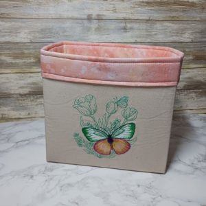 BUTTERFLY BEAUTY - Embroidered Crisp Cornered Sturdy Fabric Storage Basket