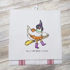 YES, I CAN DRIVE A STICK CHICKEN Embroidered Tea Towel Kitchen Towel Dish Towel