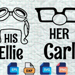 Her Carl His Ellie Digital Cut File for Up Fans - SVG, PNG, DXF, JPG, EPS