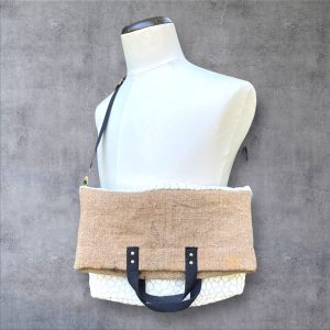 Fold over tote, messenger bag, carry-all, canvas bag, shoulder bag, vintage burlap sack
