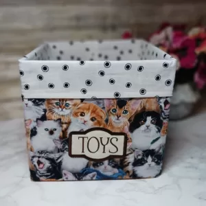 ❤️BEST SELLER❤️ EMBROIDERED TOY BASKET - CATS - Sturdy Foldable Washable Fabric Basket Storage