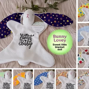 💕SWEET BABY💕 BUNNY LOVEY Security Blanket, Snuggle Toy, Baby Gift for Newborn, Baby Shower Gift