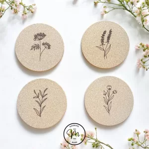 Wildflower Cork Coasters- 4 Pack