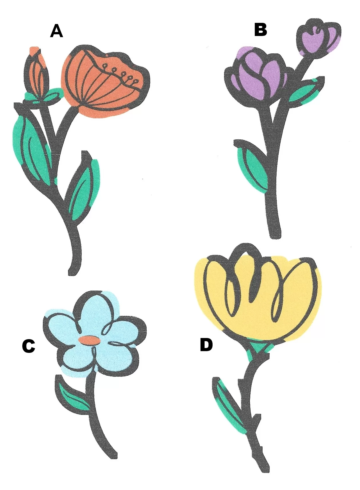 2467-Watercolor type flowers for bookmarks