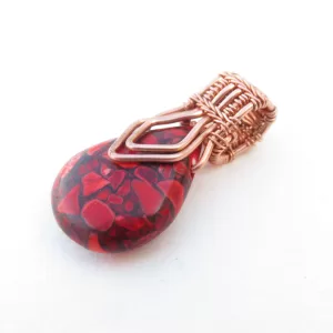 Red Mosiac (Magnesite) Necklace, Wire Wrapped