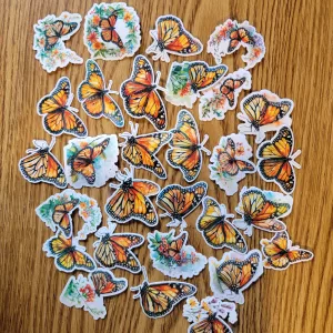 Monarch Butterfly Watercolour Style Sticker Pack of 30 - For Water Bottles, Laptops, Phones, Mugs