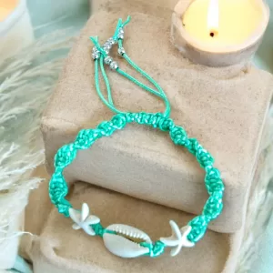 Seashell and starfish macrame bracelet