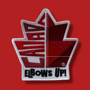 Canada Emblem Iron-on Patch - includes "Elbows Up!" text