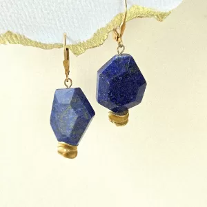 Lapis Lazuli Chunky Gold Earrings