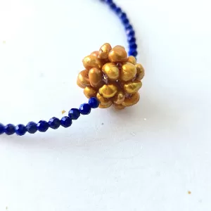 Lapis Lazuli and Pearl Ball Bracelet