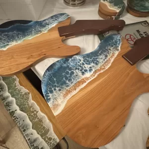 Exciting New Guitar Charcuterie Boards with Resin WaveScapes