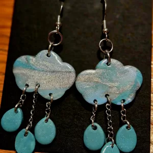 Blue Rain Cloud Earrings
