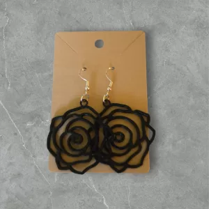 Black Rose Earrings — 3D Printed