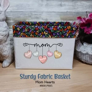 MOM AND HEARTS - Sturdy Washable Fabric Embroidered Basket Storage