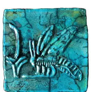 Sacred Egyptian Honeybee Ceramic Tiles 4" x 4″ Hieroglyphic Decor
