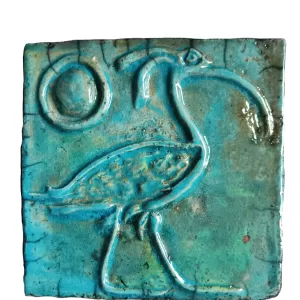 Sacred Egyptian Ibis Ceramic Tile 4" x 4" Bird Hieroglyphic