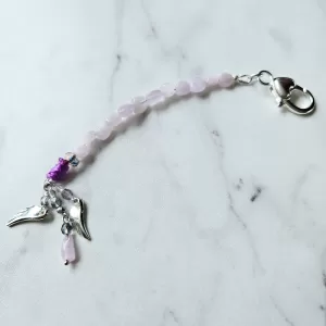 KUNZITE AND ANGEL WINGS ACCESSORY CHARM