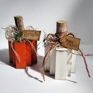 Rustic Fall Wood Block Pumpkin