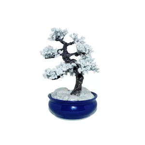 8.7" Handmade Howlite Winter Bonsai - Gemstone Wire Pine Tree Home Decor