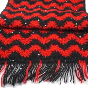 Bright black and red scarf with sequins B&R - 2
