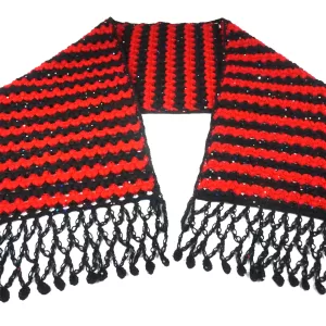 Red and black crochet scarf B&R-1