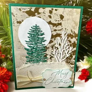 Elegant Gold Foil Christmas Card Glittery Snow Drifts, Merry Christmas