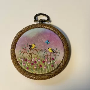 Embroidery Hoop Art: Goldfinches