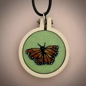 Embroidered Butterfly Necklace: Monarch