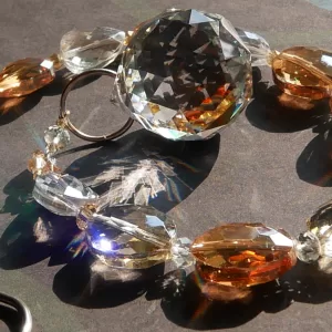 Handmade Suncatcher with Glass Beads Large Pendulum and Swivel Hook 17" Long