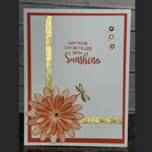 Lovely Daisy Greeting Card with Gold Accents - "May Your Day Be Filled with Sunshine"
