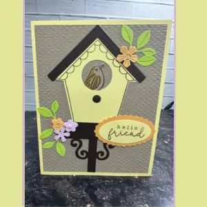 Charming Birdhouse Card with Flowers |"Hello Friend" | Cute Bird Design