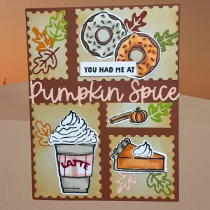 Fall Greeting Card with Donuts, Pumpkin Pie, and Latte – You Had Me at Pumpkin Spice