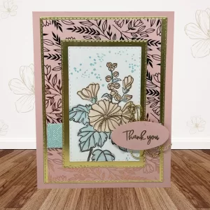 Say Thank You elegant gold and pink greeting card