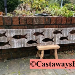 Horizontal Wood School of Fish Wall Art Panel By CastawaysHall: Coastal Bedroom Decor