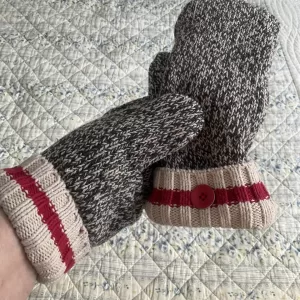 grey Upcycled Sweater Mittens: Handmade Fleece Lined Winter Warmers