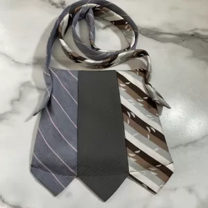 Repurposed beige and grey Tie Shoulder Bag, Eco-Friendly Fashion