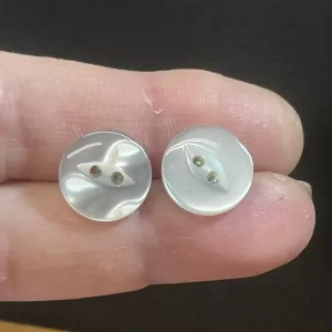 Upcycled Vintage Button Earrings, White Translucent Button Posts