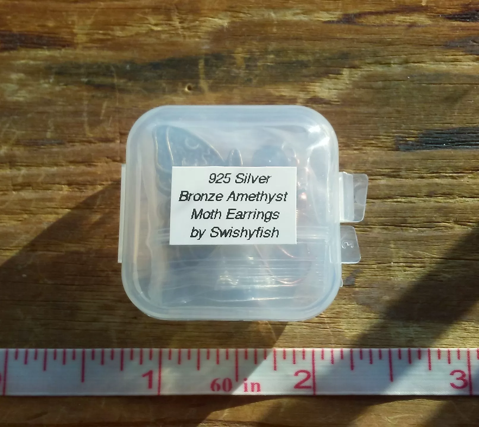 2903-925 silver ameth. bronze moth ear. box w. label