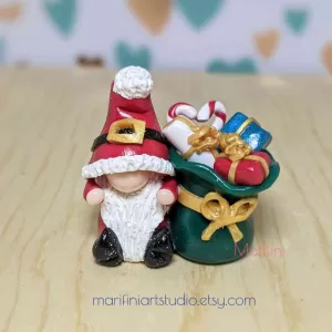 Handmade Polymer Clay Santa Gnome: Christmas Collectible Gift