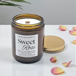 Sweet Rose - 7oz Soy Candle — Choose Your Scent | Clean Burn | Wooden Wick | Ontario Made