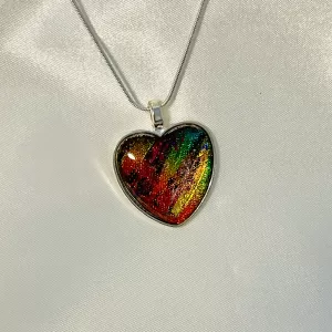 Foil on Fabric Heart Necklace - Multi Colour