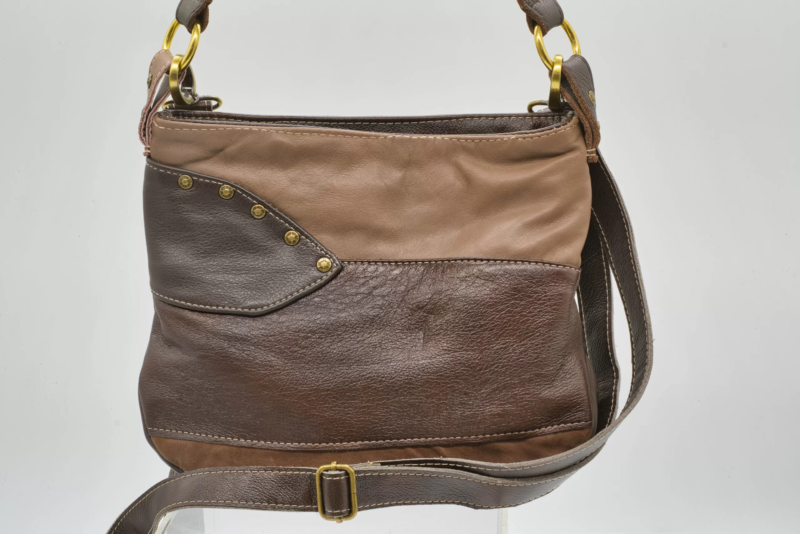 3232-Multi-brown rivet cross-body