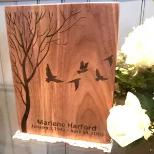 Personalized Walnut Urn for Human Ashes: Engraved Note Option