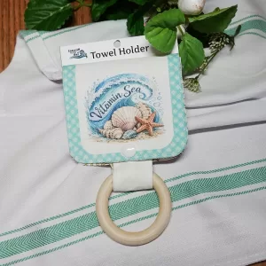 VITAMIN SEA⛱️Towel Holder Wood Ring Snap Closure for Kitchen, Cottage, Boad, Bath Hand Towel