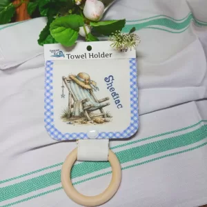 TROPICAL BEACH CHAIR⛱️Towel Holder Wood Ring Snap Closure for Kitchen, Cottage, Boat