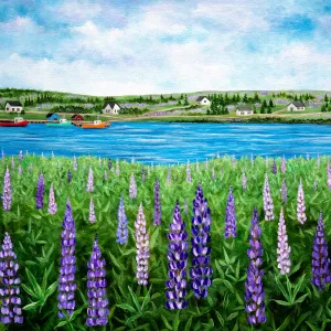 Lupines and Boats Print